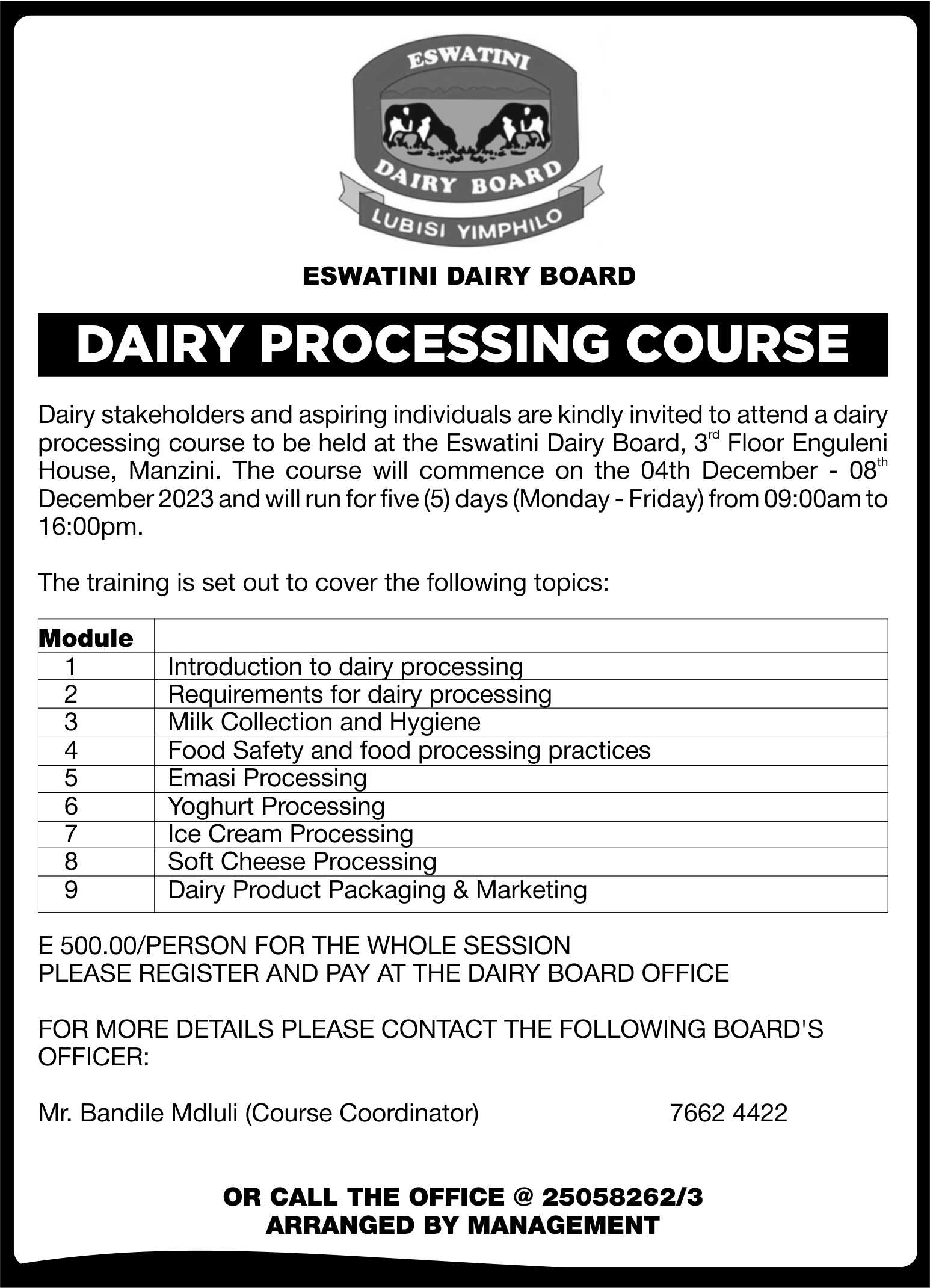 Permit to Transit Dairy Products Front