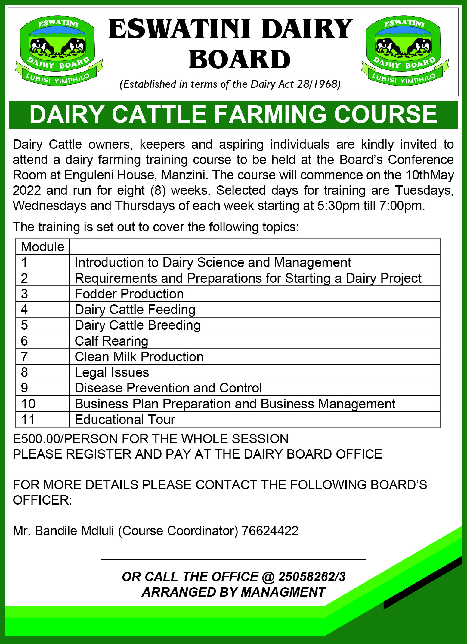 Permit to Transit Dairy Products Front
